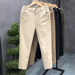 シンプルなカジュアルパンツ男性の夏のファッションの薄いズボンの綿の小さいストレートのズボンの男性のタイプのビジネスの9分のズボンの新型