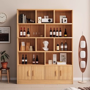 H Solid Wood Ecological Board Wine Cabinet Against the Wall Living Room 2024 New Model with Door Home Display Cabinet Family Small Wine Rack Bar