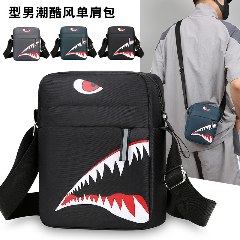 Cross-border Wholesale Men's Shoulder Bag Large Capacity Trendy Brand Crossbody Bag Waterproof Lightweight Red Crocodile Backpack Street Trendy