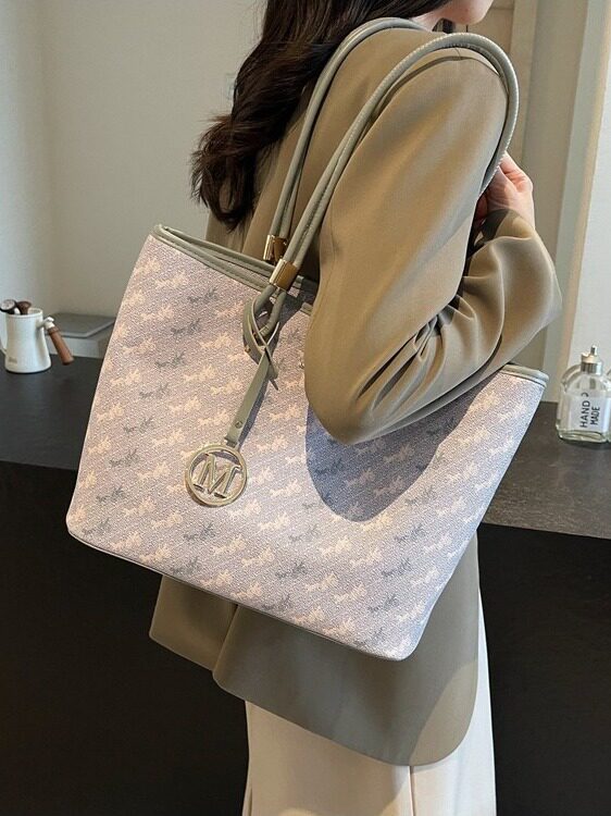 Túi tote nữ cỡ lớn đeo vai đa năng phong cách thanh lịch — Màu hồng, Màu trắng be, Màu xanh lam nhạt, Màu xanh đậm