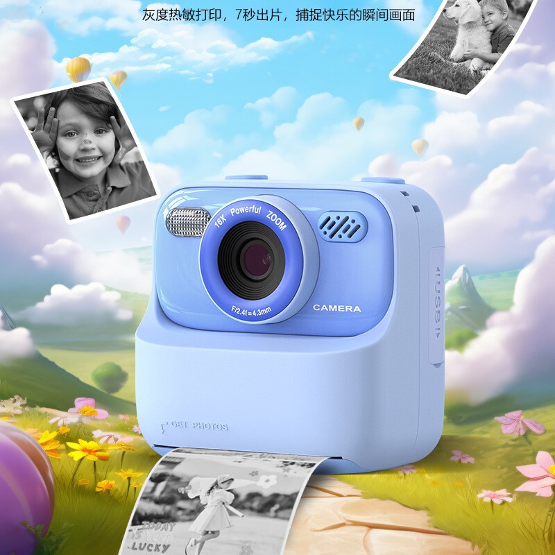 P79 Printable Colorful Photo Polaroid Kidsren's Camera Can Take Photos and Videos and Automatically Outputs Photos Directly