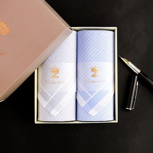 Men's Cotton Sweat-Absorbent Women's Environmentally Friendly Printed Cotton Handkerchief Soft High-End Antique Handkerchief Exquisite Gift Box