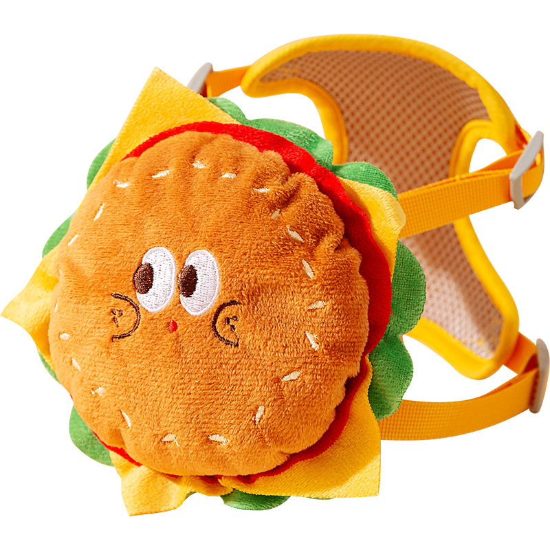 Linda hamburguesa, papas fritas, mochila, cuerda de remolque, perro pequeño, dibujos animados, perrito ligero resistente al desgaste, suministros para perros al por mayor