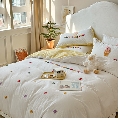 Class A small dinosaur washed cotton cartoon four-piece set pure cotton student quilt cover pure cotton children's three-piece bedding set