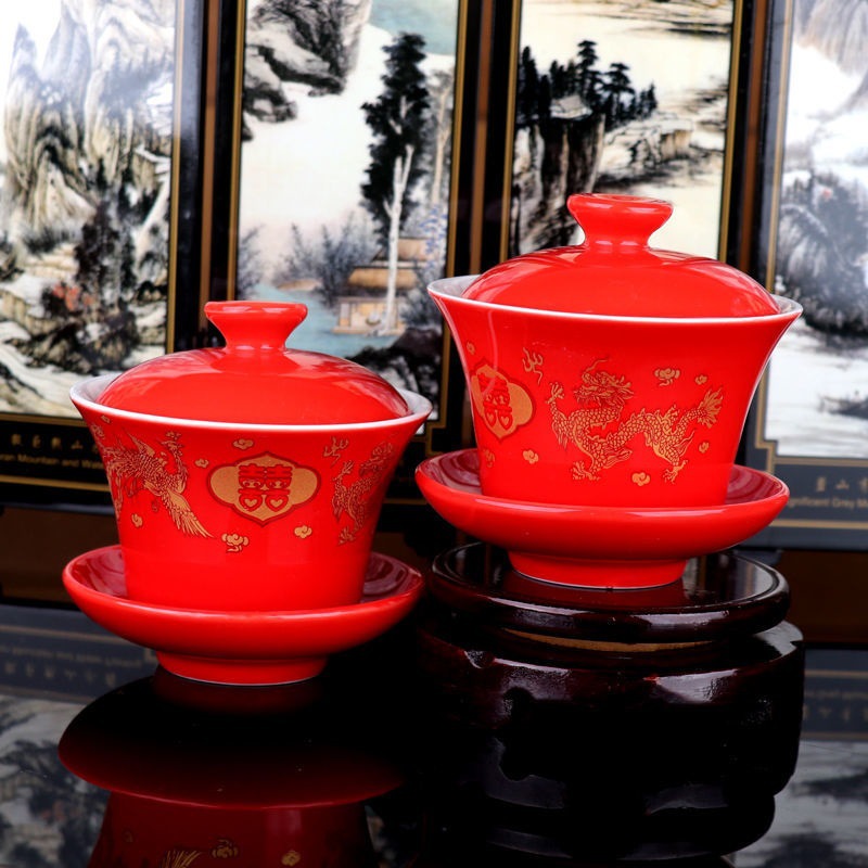 Tea cup, dragon and phoenix, 2 pieces