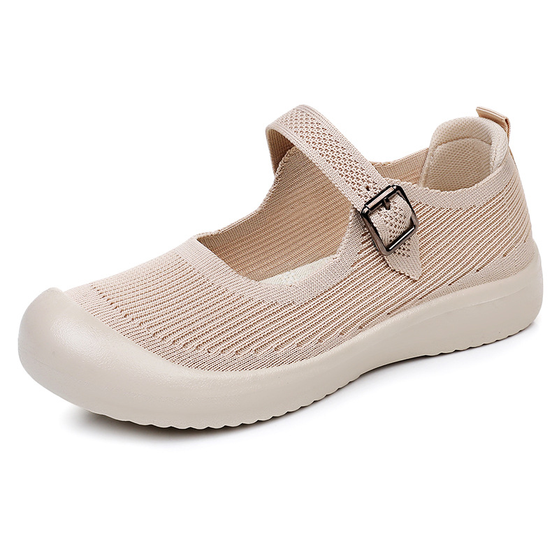 Zapatos de mujer todo-fósforo verano nuevo estilo hebilla viejos zapatos de tela de Beijing mujer volando tejido transpirable zapatos casuales moda zapatos individuales