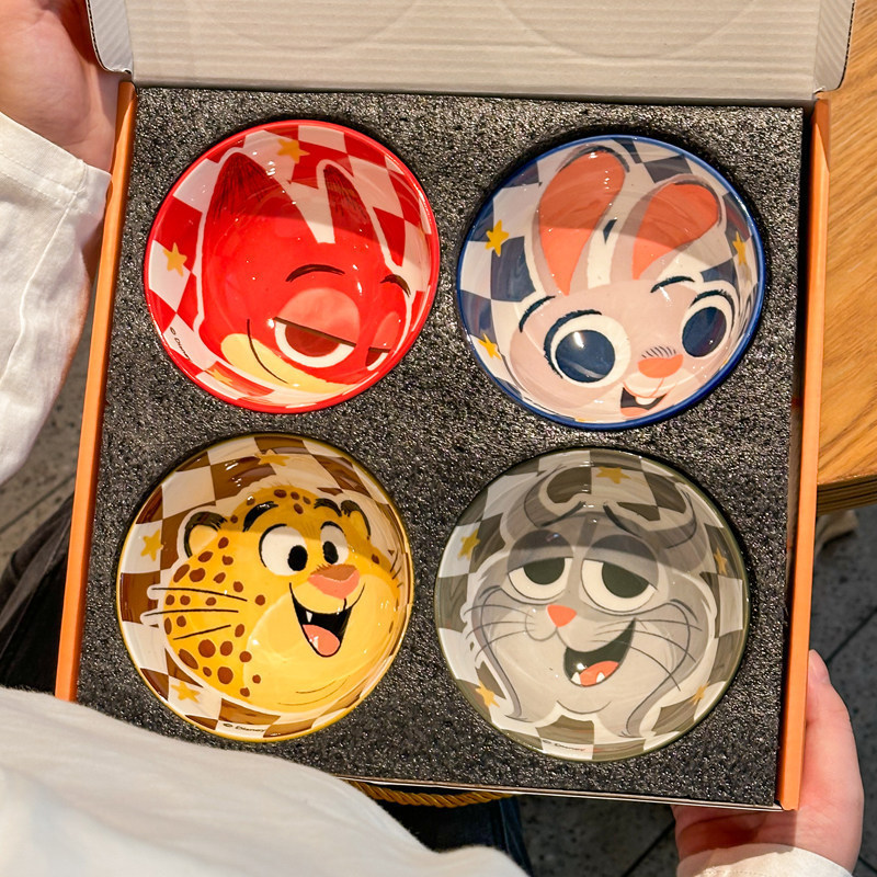 High-Quality Zootopia Underglaze Color Children's Tableware Gift Set, High-Quality Rice Bowls, Christmas and Birthday Gifts High-Quality Zootopia Underglaze Color Children's Tableware Gift Set, High-Quality Rice Bowls, Christmas and Birthday Gifts