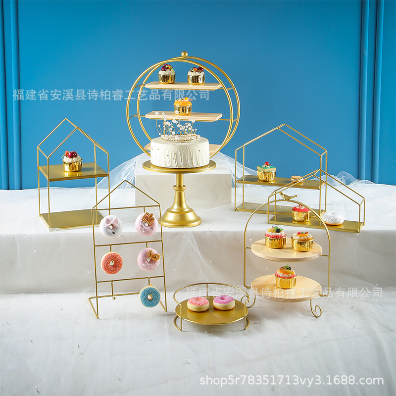 Fiesta de postre de hierro forjado europeo decoración de mesa de postre pastel bandeja de comida fría de té de la tarde refrigerio estante de pastel