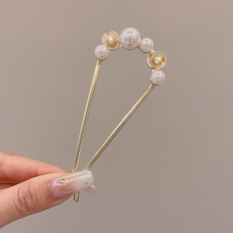 Antiguo estilo u flange pearl clip de cabello de mujer paso a paso mariposa clip de cabello de alta sensación cheongsam adorno de cabello artefacto de cabello
