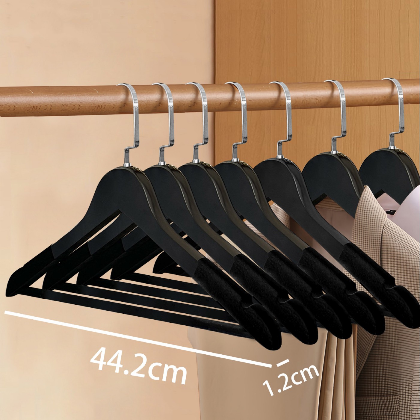 Perchas de madera sólida trajes trajes de ropa de madera sin marcas tiendas de ropa de madera hotel seleccionado soporte de ropa de madera estante de ropa antideslizante