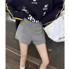 秋冬新款韩版百搭羊毛针织短裤女小个子直筒宽松阔腿休闲裤毛衣裤