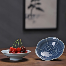 中式禪意陶瓷高腳復古下午茶點盤點心零食干果果盤創意水果堅果碟