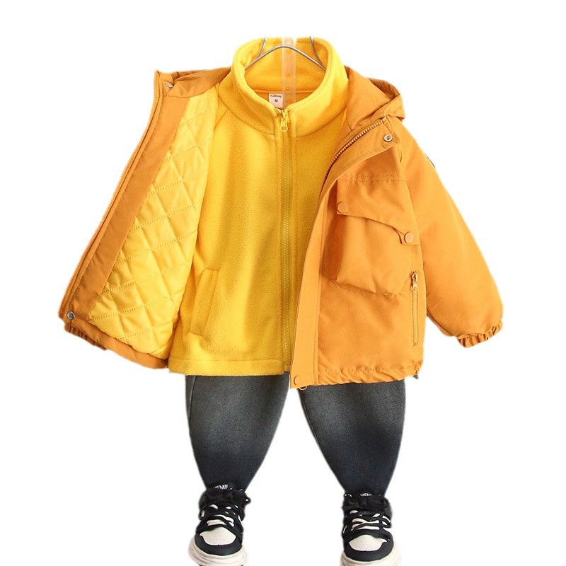 6795 niños invierno más chaqueta de algodón 2025 otoño e invierno nuevo estilo niños tres en uno chaqueta estilo occidental bebé versión coreana
