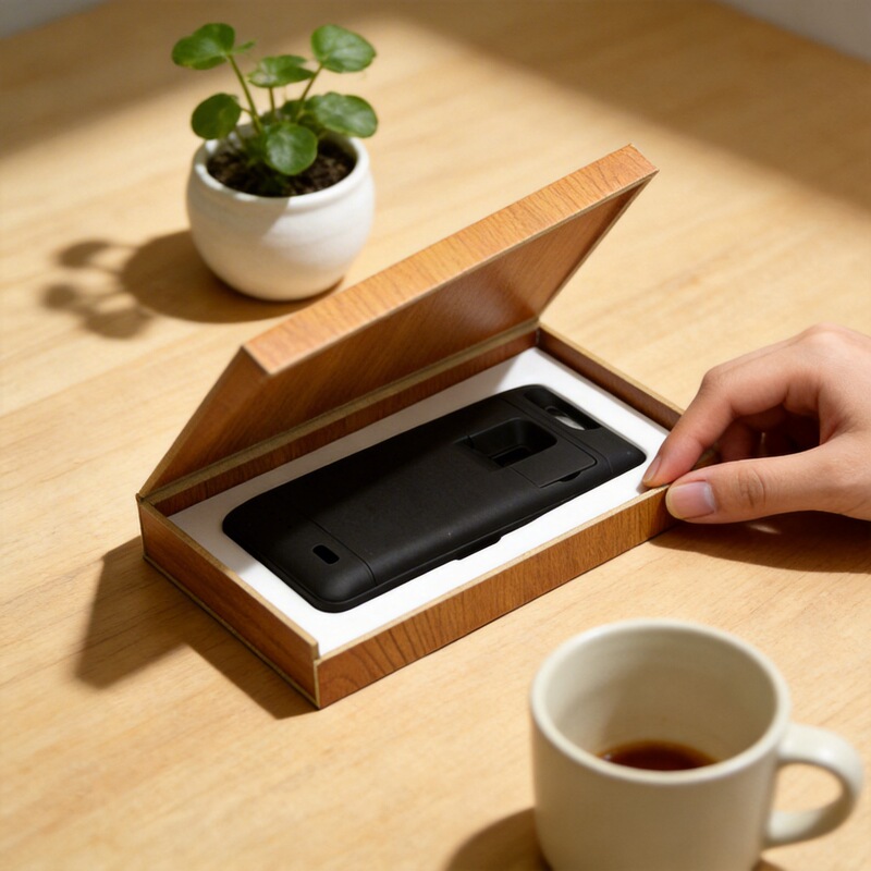 Mobile phone back clip electric packaging charging treasure packing box mobile power Apple protective case charger wooden box color box