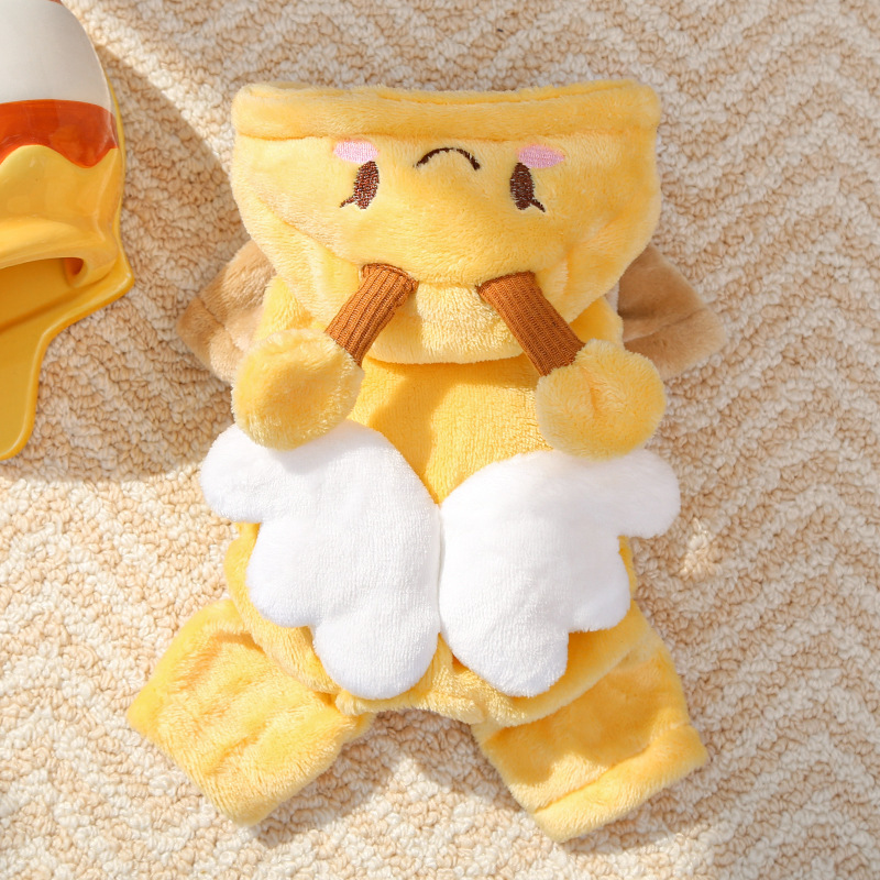 Flanel de lana de cuatro patas para mascotas perros gatos otoño invierno ropa cálida abejas gatos de patas cortas