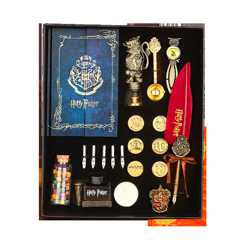 2024 New Fire Paint Seal Set Gift Box European British Feather Pen Children's Day Gift for Classmates
