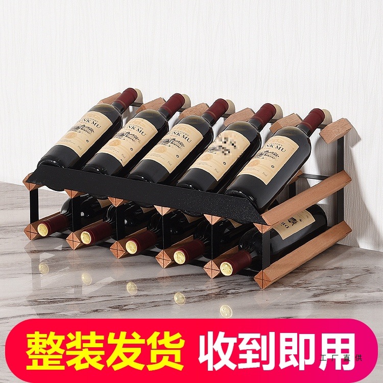 Red Wine Rack Ornaments, Light Luxury Household Atmospheric Solid Wood Wine Cabinet, Oblique Display Rack, Storage Rack, Wine Rack