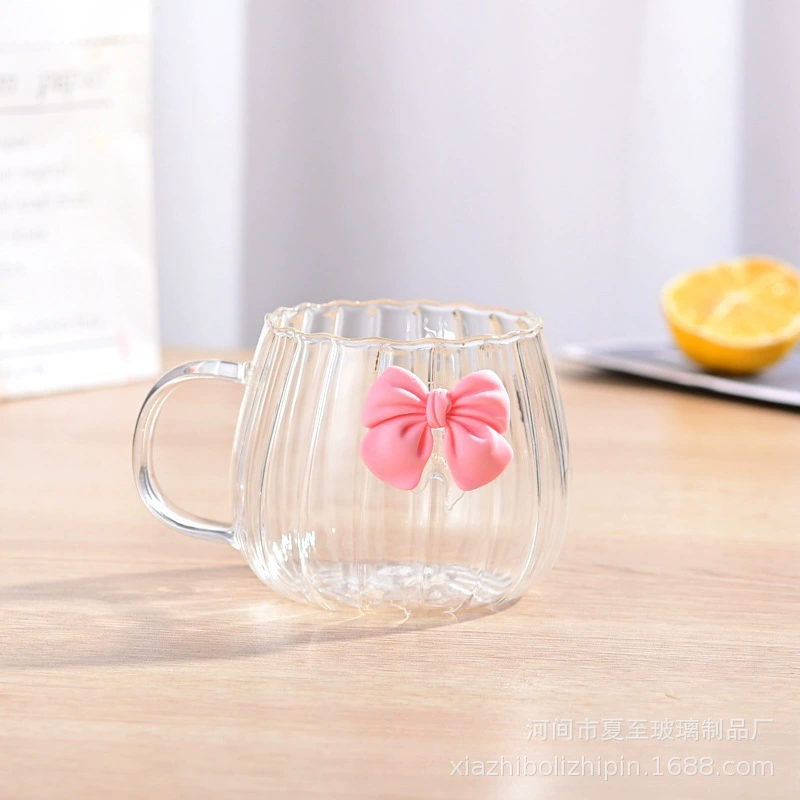 Высокий боросиликатный cup butterfly петал цветной полосатый сад весёлый стеклянный однослойный стакан, домашняя молочная тыквенная чашка