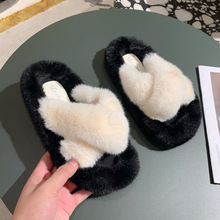 时尚毛毛拖鞋女外穿秋冬时尚孕妇懒人大码厚底办公室家居毛绒棉拖