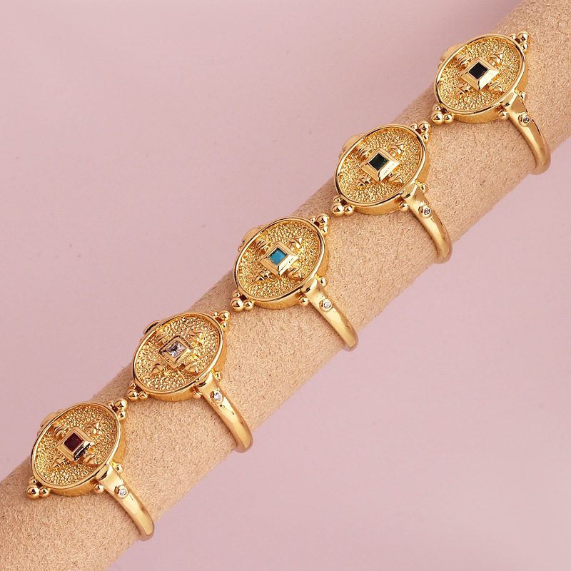 Fashion Oval Copper Plating Inlay Zircon Open Ring 1 Piece