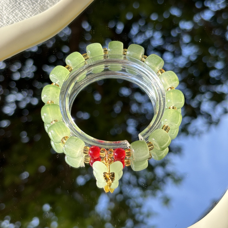 S047-녹색 나비 둔둔 녹색 구슬 팔찌#SZ334용