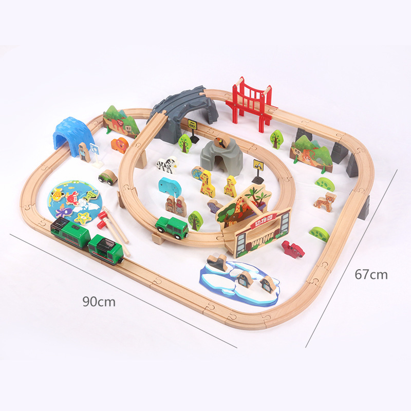 Tren eléctrico de madera para niños Tren pequeño Street View Bloques de construcción Paquete de ensamblaje de bricolaje Puzzle Boy Toy Car Caja de regalo