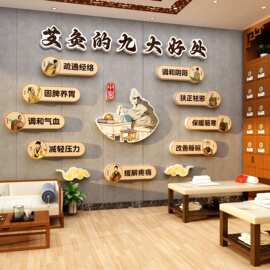 艾灸馆装饰画中医阁养生店装修形象图文化背景墙面理疗热氛围布置