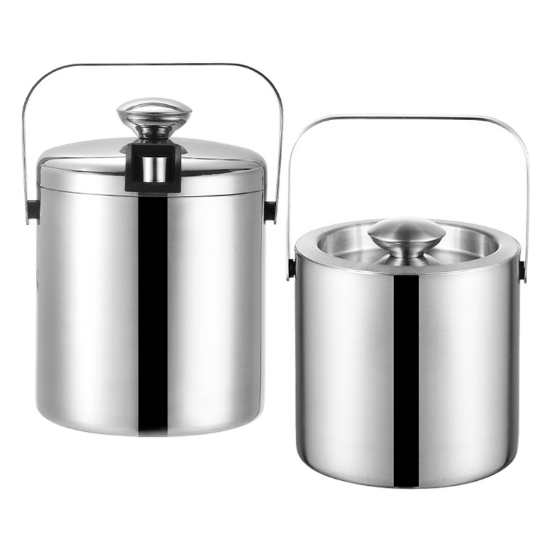 Suministro transfronterizo 304 cubo de hielo de acero inoxidable de doble capa barra recta cerveza vino cubo KTV Club cubo de hielo