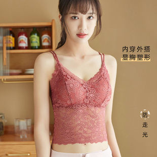 French Push-up No Steel Ring with Breast Pads, Beautiful Back, Chest-wrapped Tube Top, Anti-exposure, Sexy Breathable Lace Camisole for Women