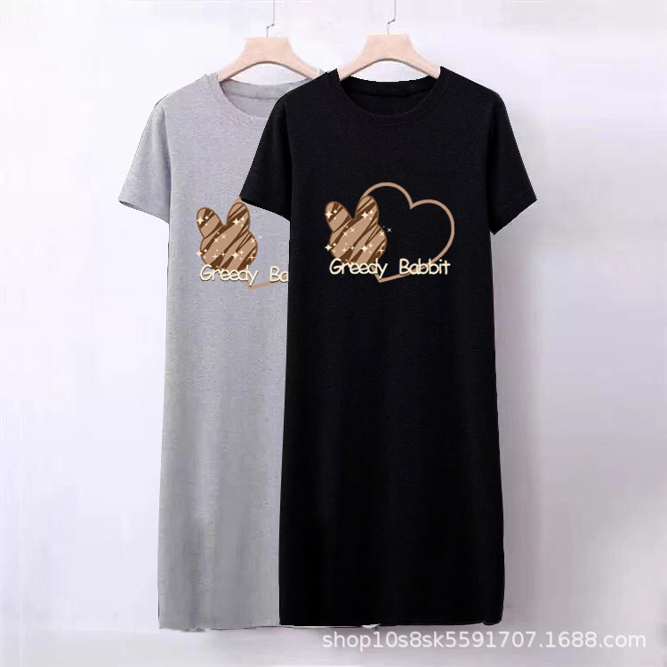 2024 New Summer Short-sleeved T-shirt Dress Korean Loose Over-the-Knee Long Dress Instagram Fashion dress Women's Mid-length Summer 2024 New Summer Short-sleeved T-shirt Dress Korean Loose Over-the-Knee Long Dress Instagram Fashion dress Women's Mid-length Summer