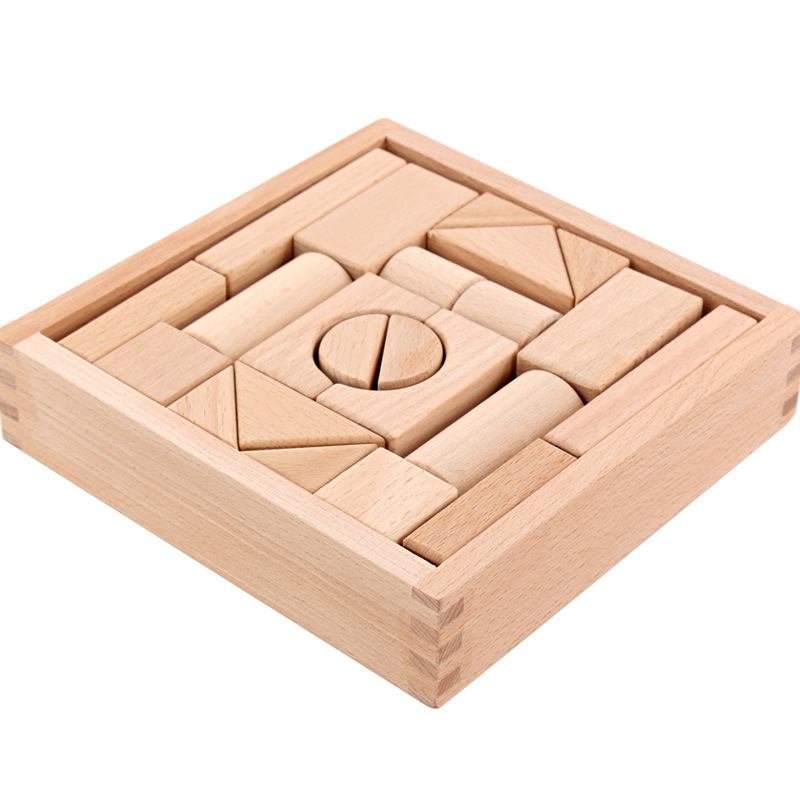 Haya Educación temprana Color Bloques de construcción para bebés Caja de madera Educación temprana para niños Juguetes de juego apilados de partículas grandes de madera