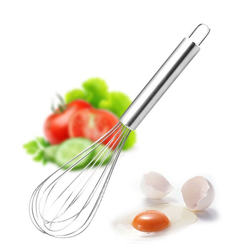 Handheld egg beater egg mixer stainless steel wire cream whipper baking tool round handle cross-border