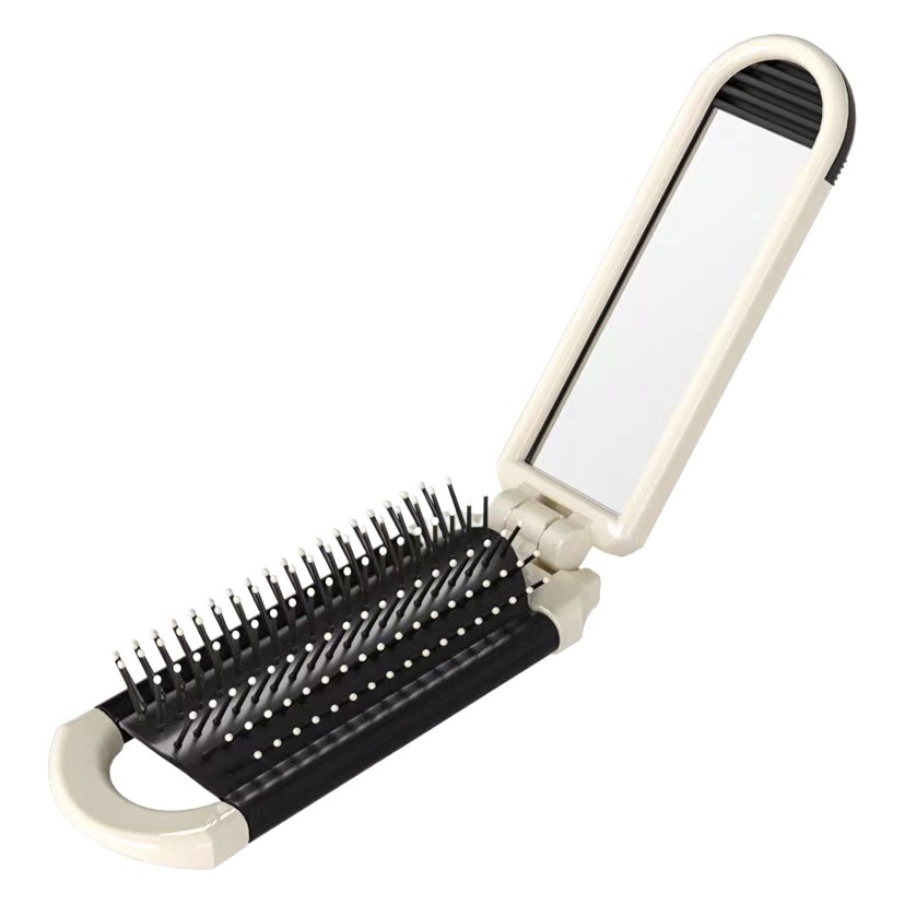 Peine portátil airbag cojín de aire peine de las mujeres peine especial espejo integrado plegable peine pequeño pelo liso de dibujos animados