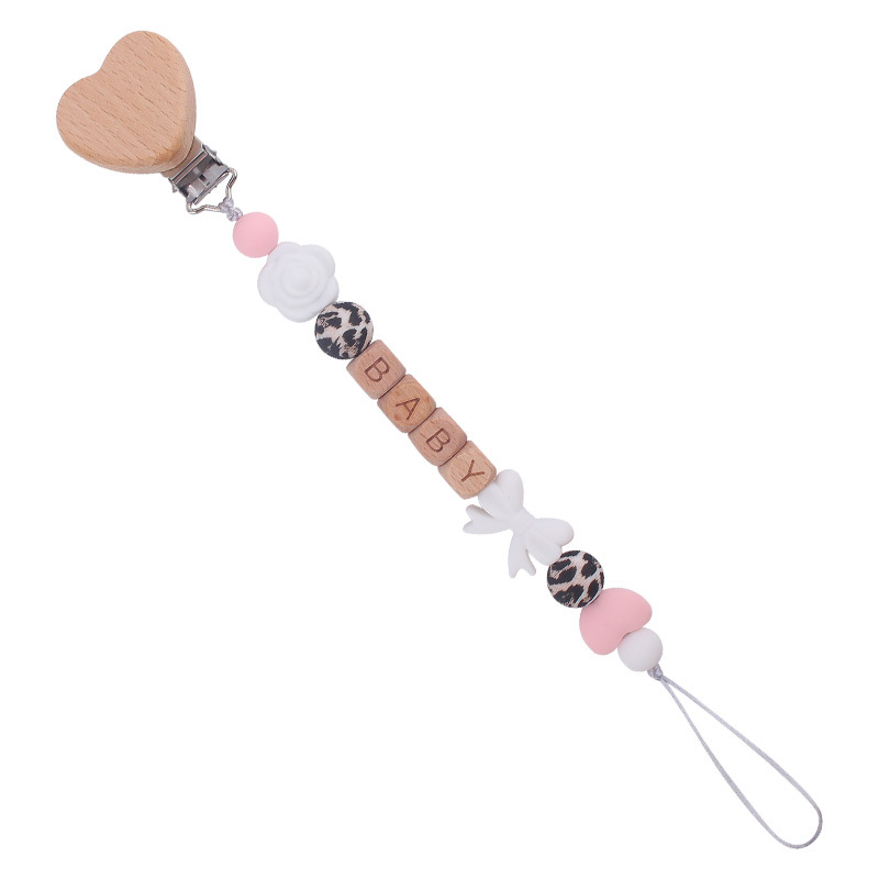 Nuevo bebé suministros dibujos animados amor Haya clip calmante bebé silicona arco pezón cadena anti-caída