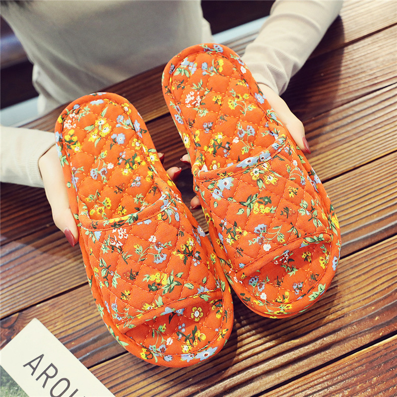 Cotton Floor Tiles Couple Slippers Fabric Home Interior Silent Cloth Bottom Men and Women Spring, Summer, Autumn and Winter
