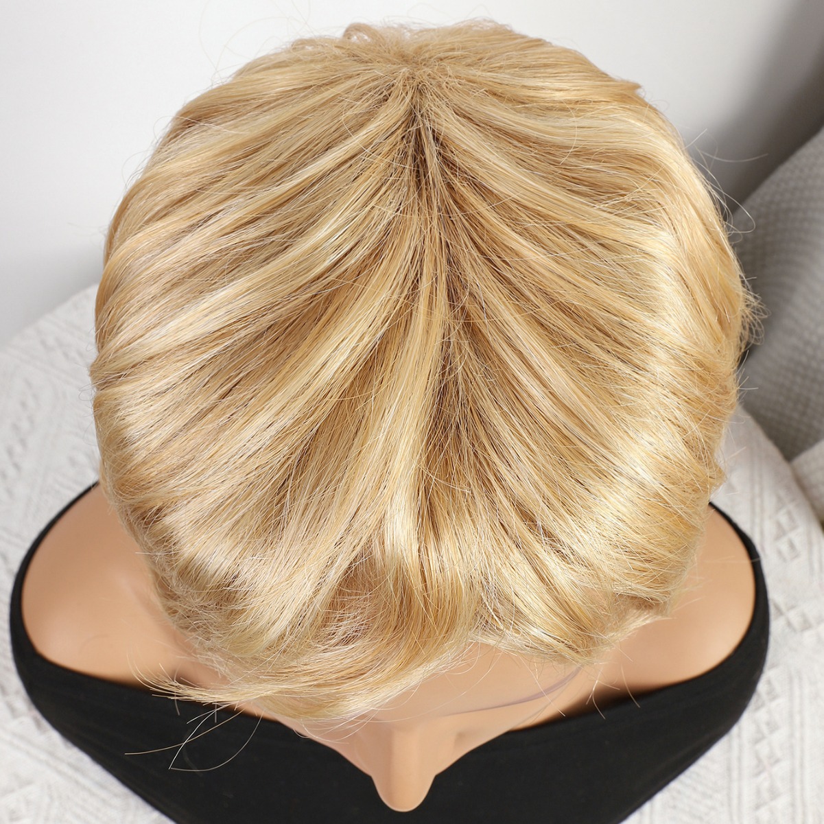 Cabeza de bob de fibra química al por mayor peluca de pelo de estudiante mecanismo de peluca cubierta de cabeza