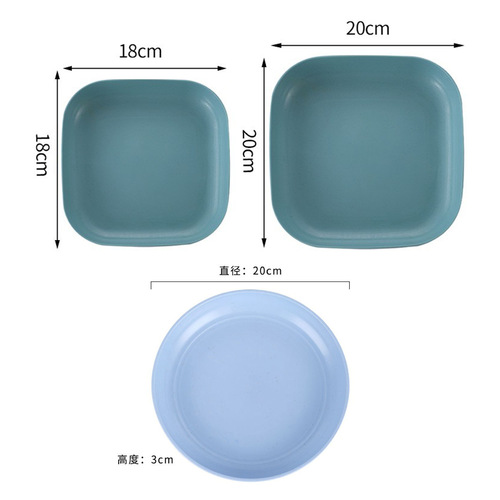 Cross-border hot sale Wheat straw multi-specification portable tableware set fruit and vegetable candy snack plate spit bone plate