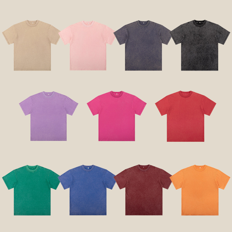 メンズ半袖メンズ Tシャツピュアコットンカジュアルヘビー 230 グラムバティックウォッシュ加工ルーズトップ卸売メンズ Tシャツ