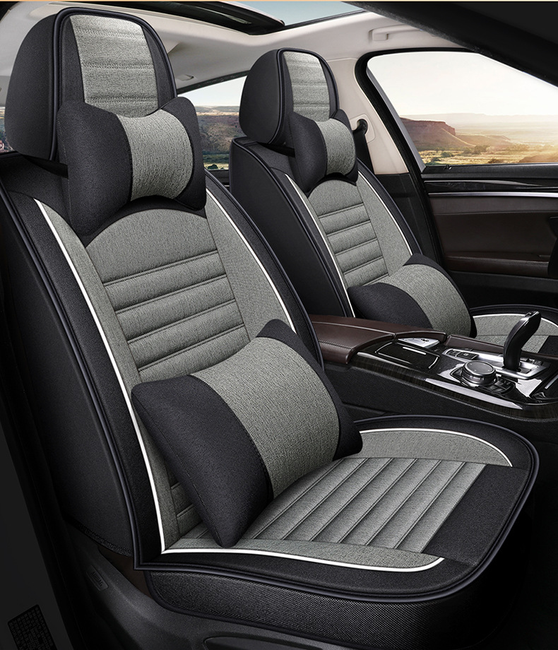 23 Years New All-Season Breathable Striped Linen Car Seat Cushion Wholesale Export from Physical Store