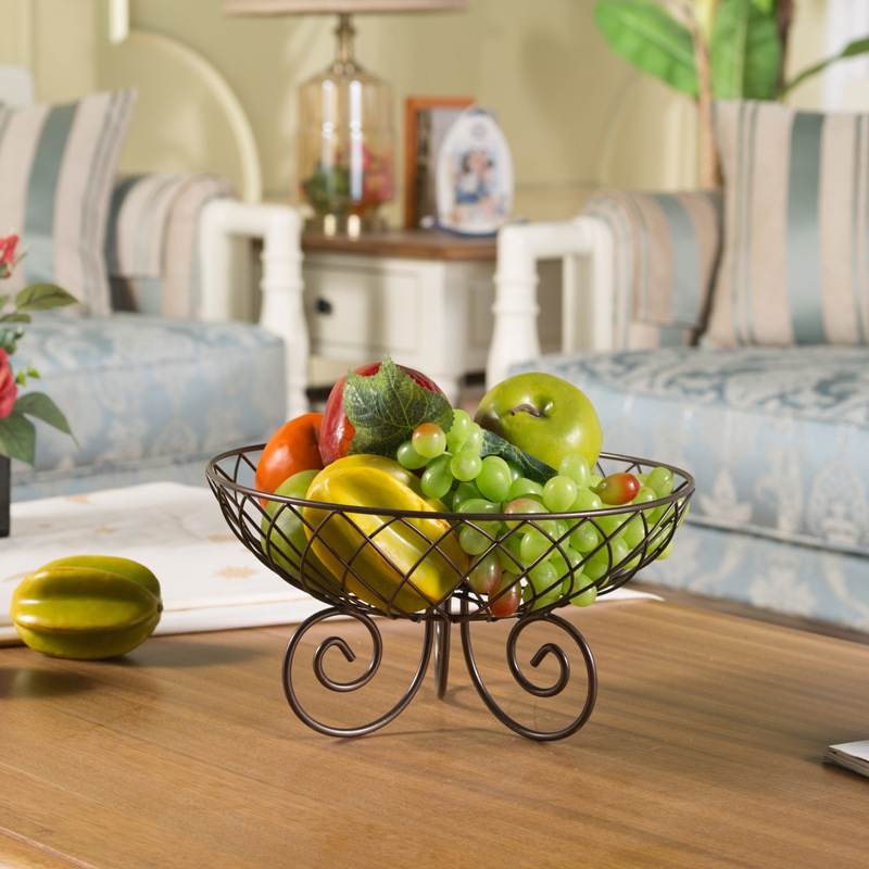 Plato de frutas de hierro forjado gancho de plátano sala de estar casera canasta de frutas de lujo ligera mesa de comedor dulces bocadillos plato