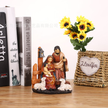 圣诞礼品宗教摆件欧美出口款精美圣家圣诞小马槽摆件现货批发