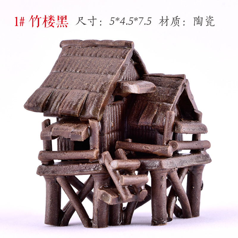 Pecera, rocalla, piedra absorbente, piedra de agua, casa, casa, casa, cabaña, micro paisaje, decoración carnosa, decoración de cerámica