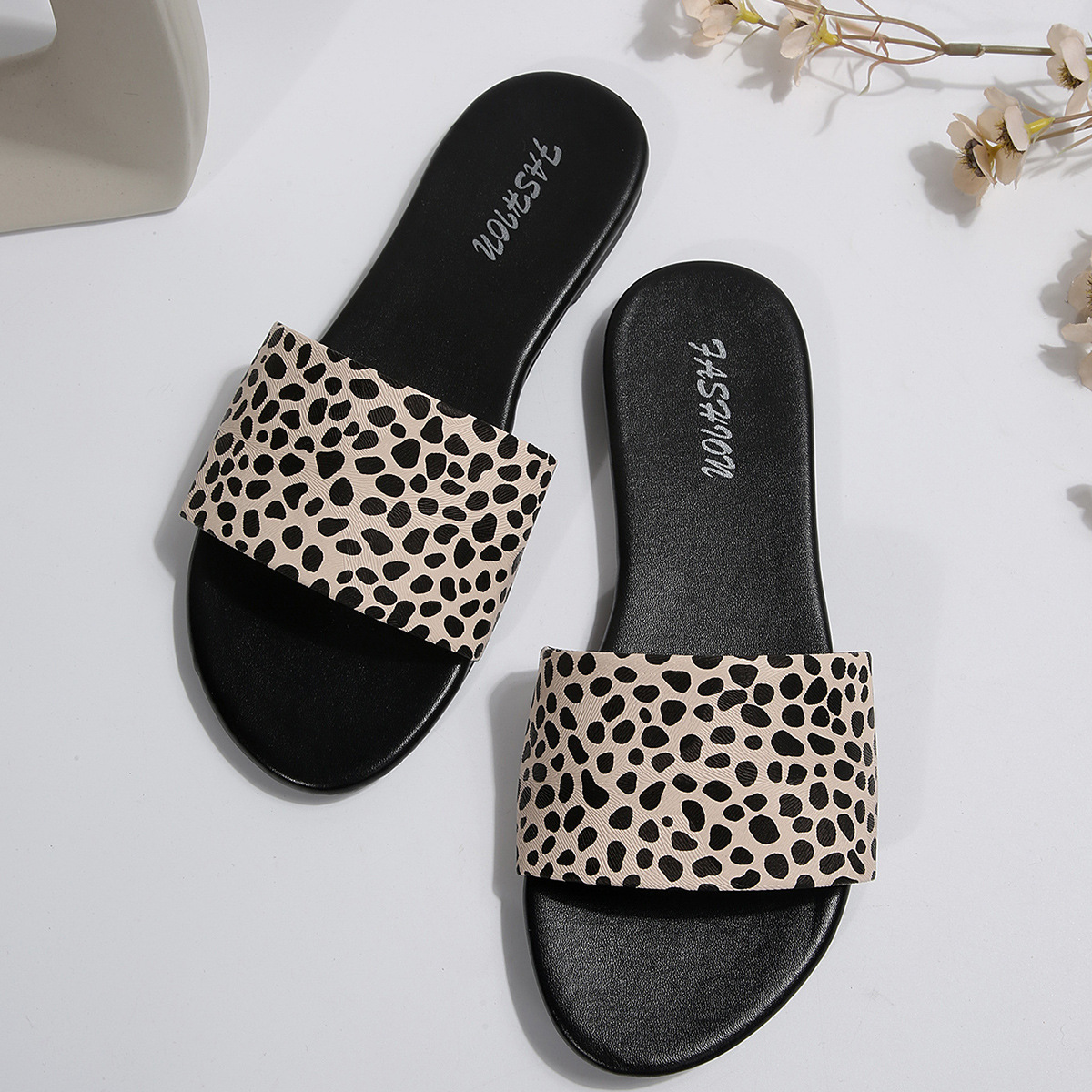Sandalias Planas para Mujer de Cuero Sintético, Cómodas, para Uso Casual