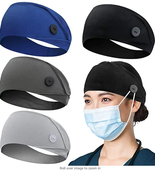 European and American Cross-border Elastic Headband Fashion Solid Color Nurse Belt Hanging Ear Buckle Headband Yoga Sports Anti-sweat Belt