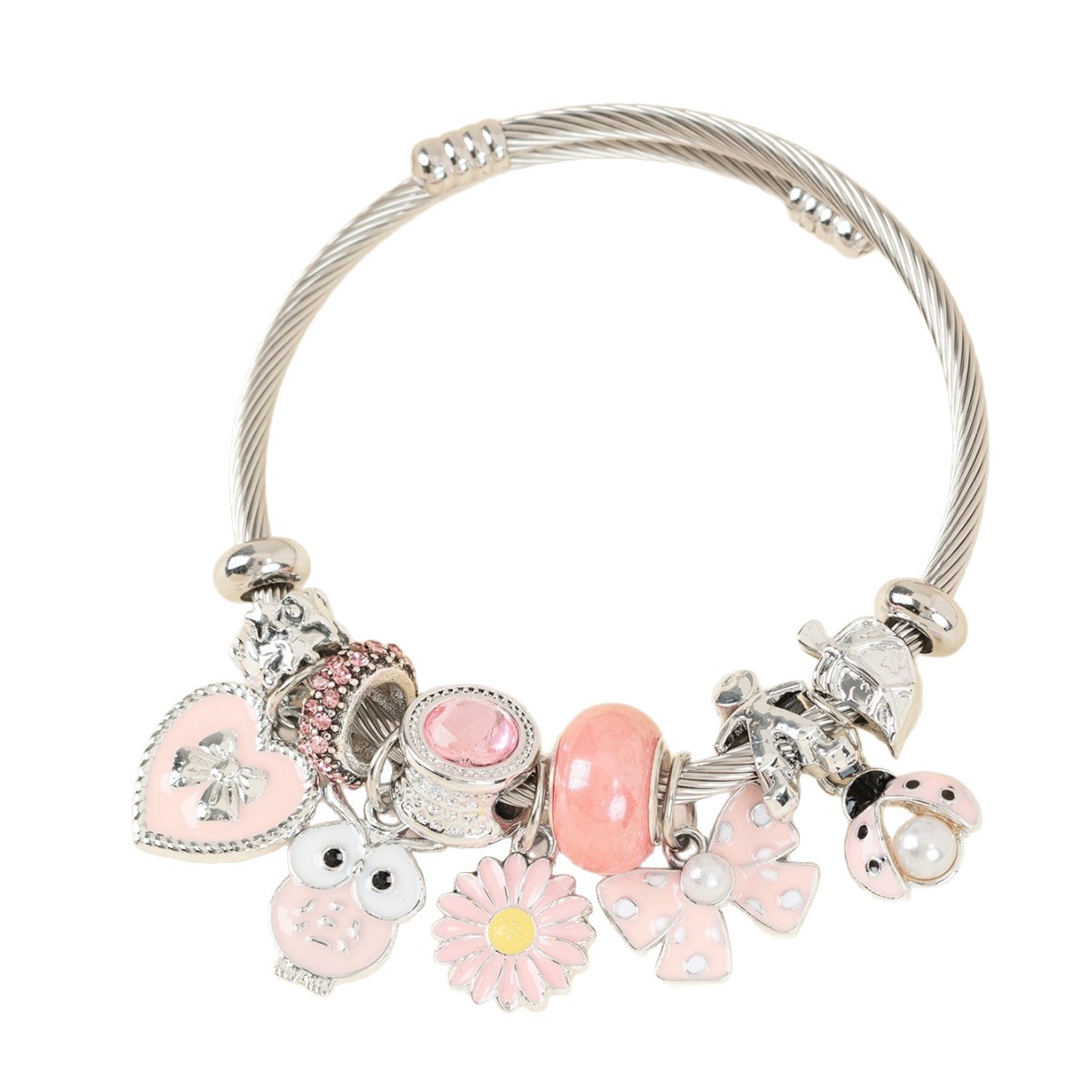 Pulsera Panjia-Pulsera de explosión transfronteriza de bricolaje Rosa goteando aceite búho girasol lazo mariquita joyería image 6