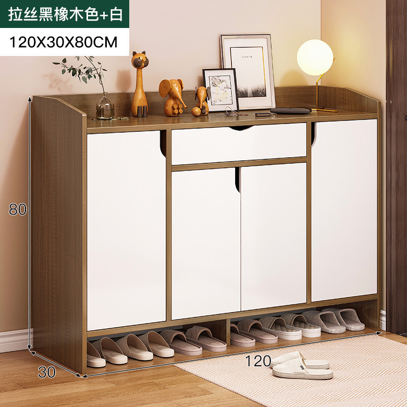 [고급 패널 클래식 모델 - 도어 4개 및 서랍 1개] 120*30*80cm 브러시드 블랙 오크 + 화이트