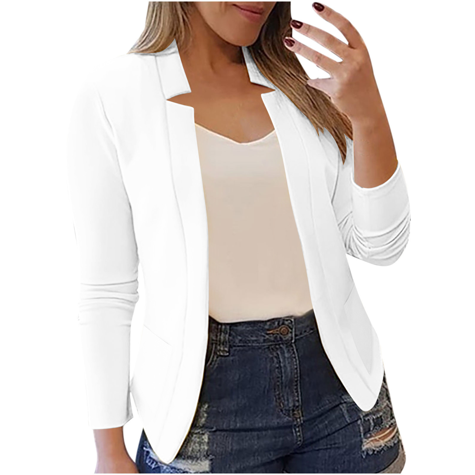 2024 Autum Witer New Amazo Wish Hot-Sellig Solid Color Casual Professioal Pocket Small Blazer Jacket Wome's_voghion.com