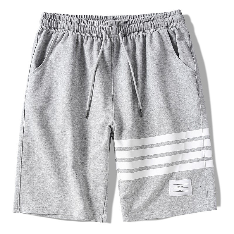 Summer Beach Shorts with Four Stripes, Casual Sports Shorts for Men, Trendy Brand, Plus Size, Over-The-Knee, Five-Point Pants