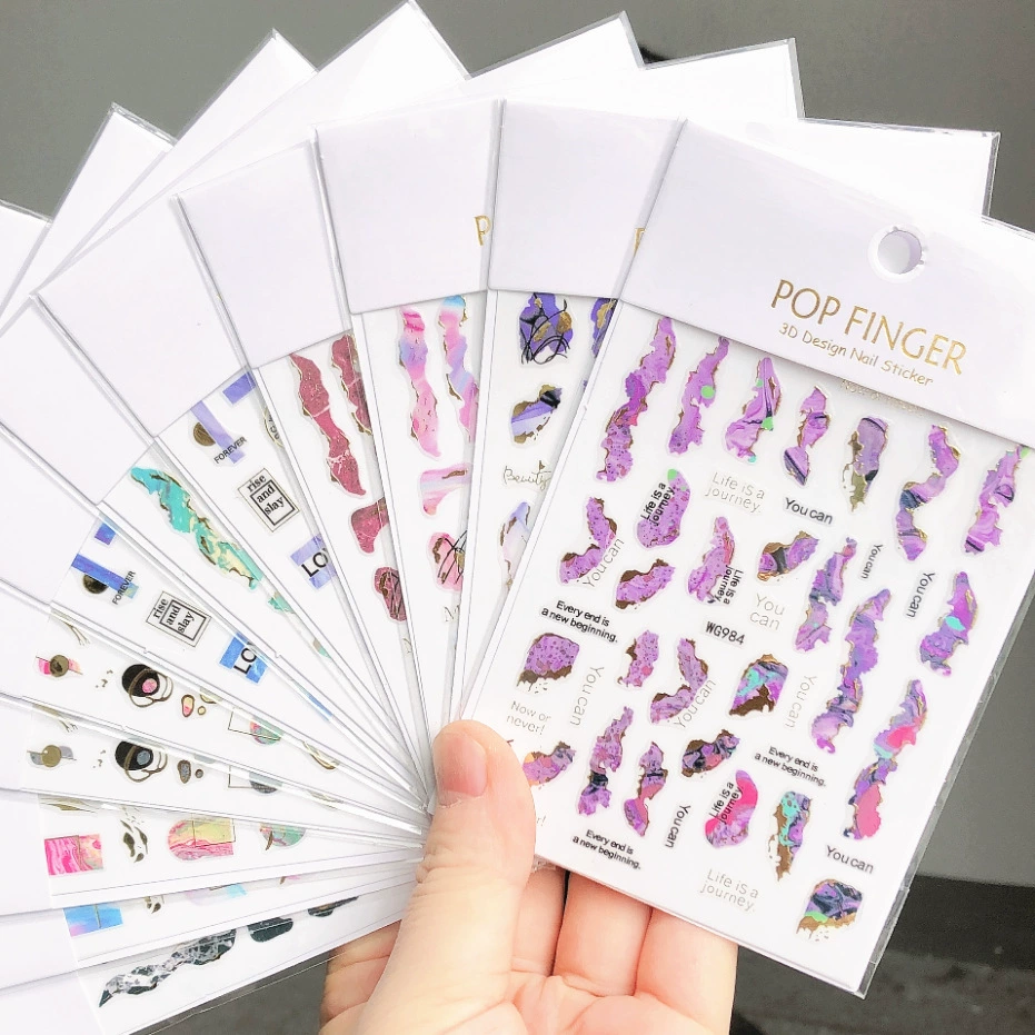 Мраморные наклейки для ногтей Новый цвет Новые бронзовые мраморные наклейки для ногтей WG977-988