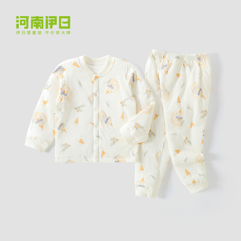 伊日儿童秋冬款夹棉分体套装婴儿两件套棉衣季男女宝宝薄棉家居服|undefined